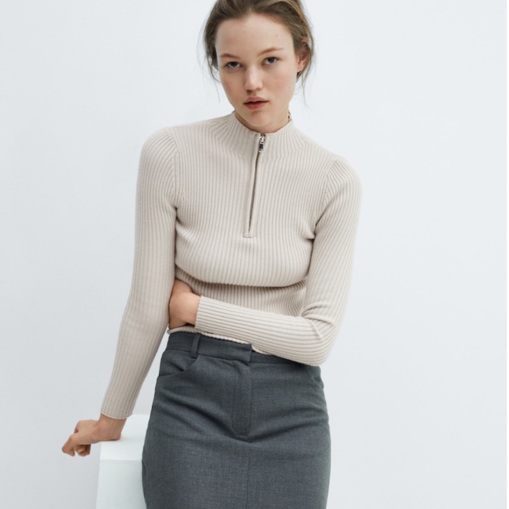 Mango Ribbed Sweater with Zip - Picture 4 of 6